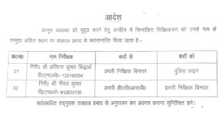 बदायूं में दो निरीक्षकों के तबादले, बिनावर थाने की जिम्मेदारी नीरज कुमार को।