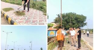 शाहजहांपुर: स्मार्ट रोड पर चला सफाई अभियान, नगर निगम अधिकारियों ने किया श्रमदान। 