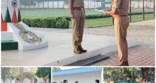 शाहजहांपुर में पुलिस लाइन में साप्ताहिक परेड का आयोजन, एएसपी नगर ने ली सलामी।