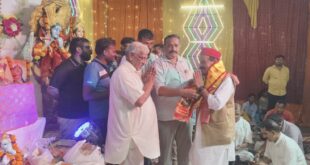 गणेश महोत्सव के नवें दिन भक्तिमय हुआ बिसौली, पूर्व प्रदेश कोऑर्डिनेटर सतीश प्रेमी ने उतारी बप्पा की आरती।